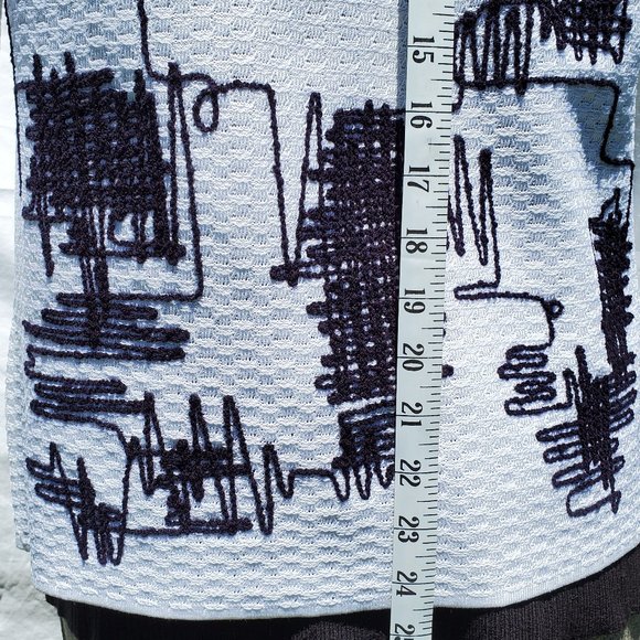 Ming Wang White Knit Jacket Black Embroidery - Picture 14 of 16